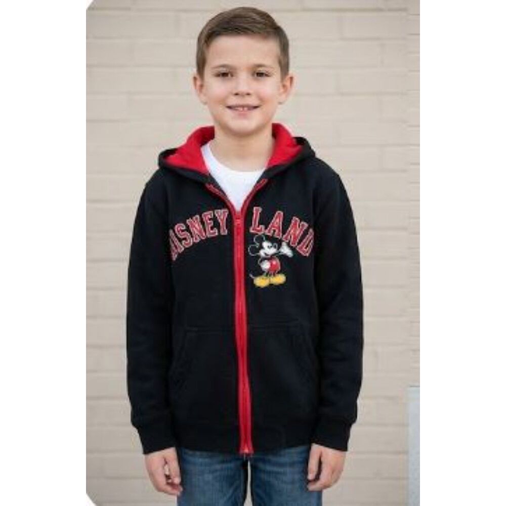 Disney Parks Disneyland Youth Medium Black Zip-Up Hoodie Mickey & Friends 55